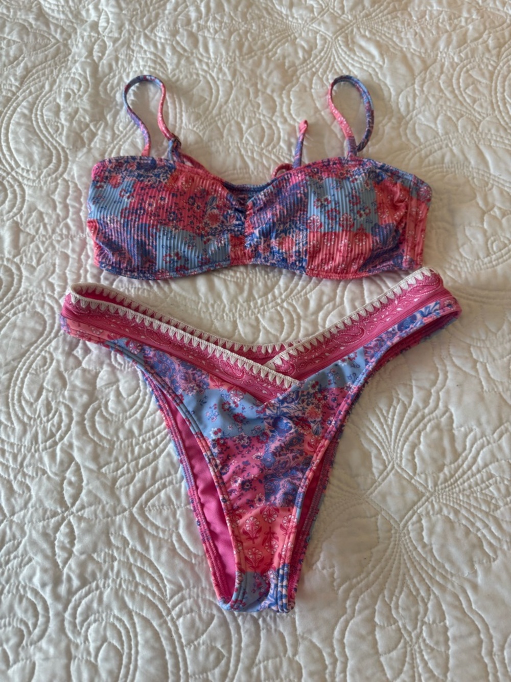 Hollister- Pink & Blue Floral Bikini Set